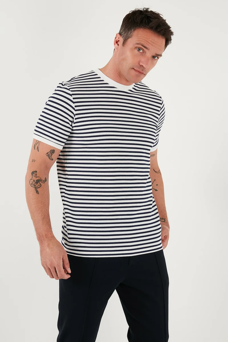 Buratti Cotton Striped Regular Fit Crew Neck T Shirt Men's T Shirt 5903005