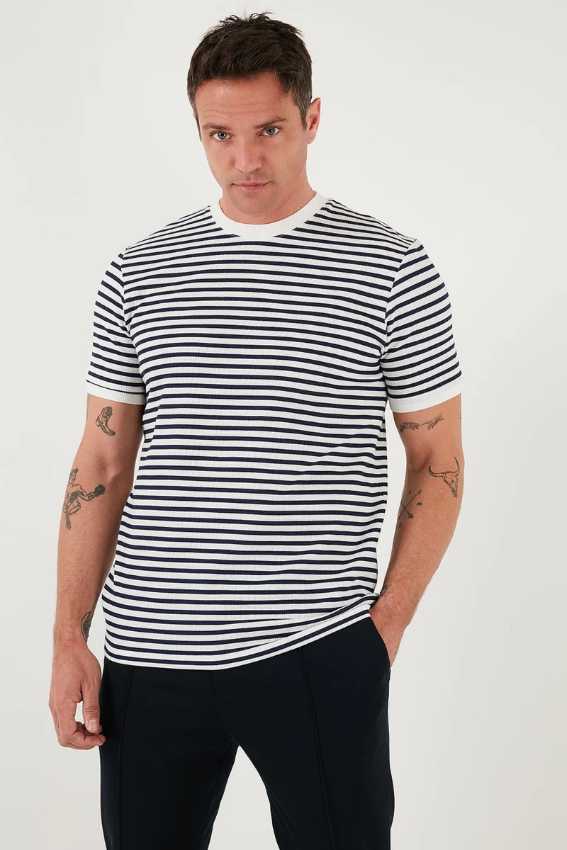 Buratti Cotton Striped Regular Fit Crew Neck T Shirt Men's T Shirt 5903005