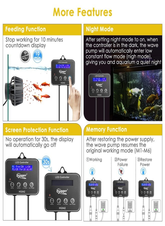 hygger 3400 GPH Aquarium Inverter Wavemaker Pump with LED Controller, DC 24V 18W Ultra-quiet Submersible Power Head with Magnetic Base, Circulation Pump for 75-200 Gal Freshwater Saltwater Tank - Image 5