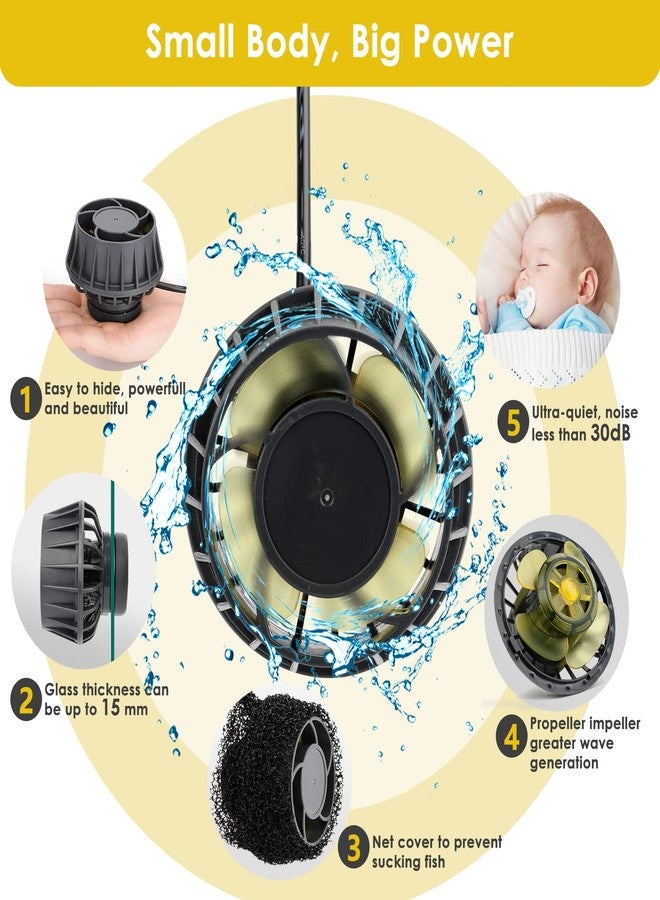 hygger 3400 GPH Aquarium Inverter Wavemaker Pump with LED Controller, DC 24V 18W Ultra-quiet Submersible Power Head with Magnetic Base, Circulation Pump for 75-200 Gal Freshwater Saltwater Tank - Image 3