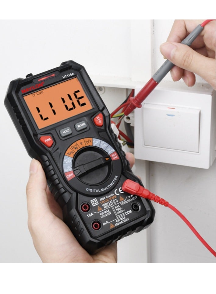 Digital Multimeter TRMS 6000 Counts Ohmmeter Auto-Ranging Fast Accurately Measures Voltage Current Amp Resistance Diodes Continuity Duty-Cycle Capacitance Temperature for Automotive - Image 5