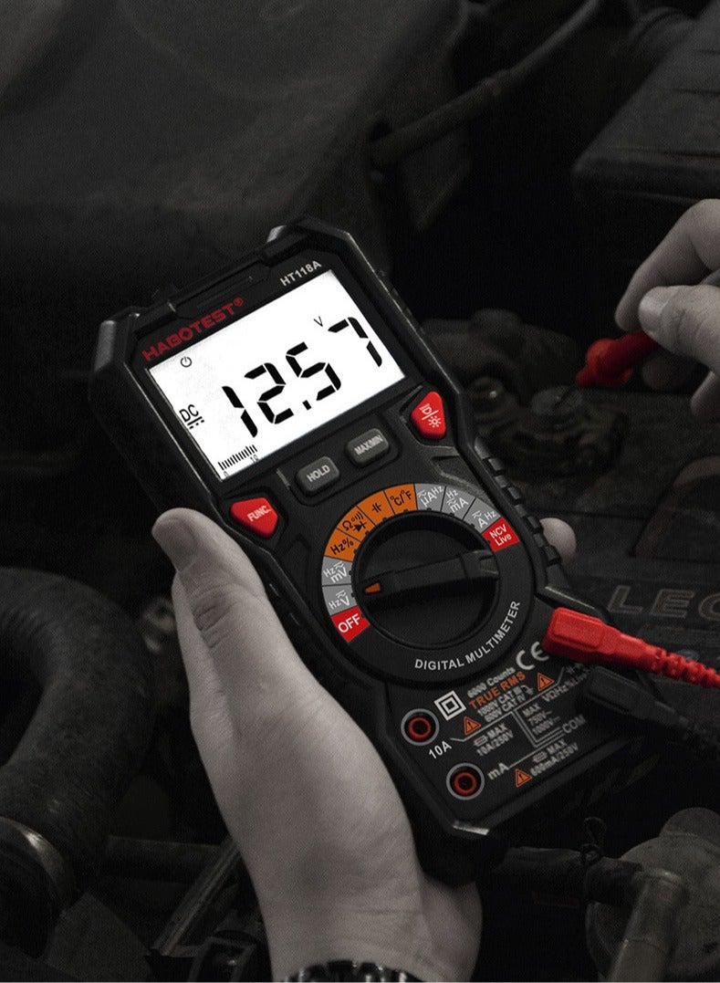 Digital Multimeter TRMS 6000 Counts Ohmmeter Auto-Ranging Fast Accurately Measures Voltage Current Amp Resistance Diodes Continuity Duty-Cycle Capacitance Temperature for Automotive - Image 4