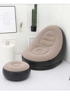 JAJEEK "NEW Inflatable Air Chair with Footrest Stool – Comfortable Furniture Set (116x98x83 cm, Brown)"  - Image 4