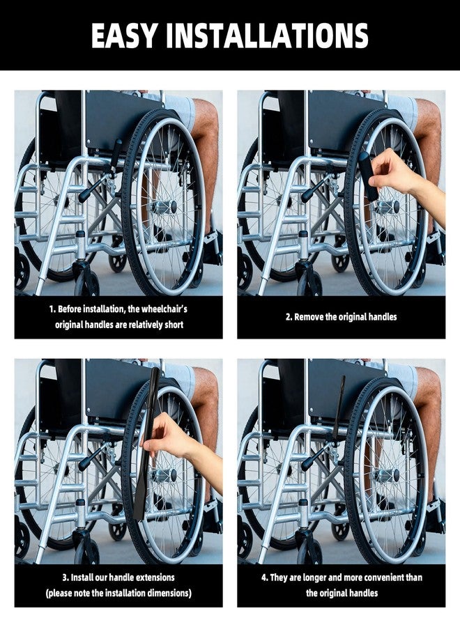 DLBEEM 2 Pair Wheelchair Brake Extenders 6.5 Inches and 8.3 Inches Handle Extenders Accessories Heavy Duty-Iron with Ergonomic Handles Suitable for Wheelchair Users with Disabilities and Transport Chairs - Image 4