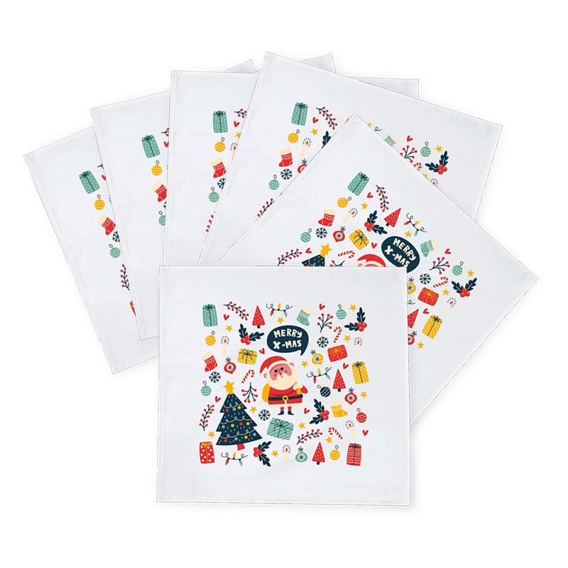 Khakee 6 Pcs Christmas Theme Silk Table Napkins 10x 10 for Xmas Decoration Christmas OrnamentsChristmas Giftxmas21293 - Image 2