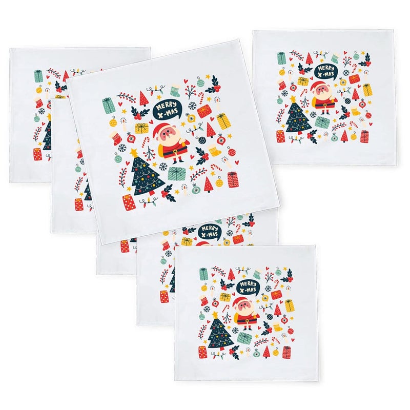 Khakee 6 Pcs Christmas Theme Silk Table Napkins 10x 10 for Xmas Decoration Christmas OrnamentsChristmas Giftxmas21293 - Image 1