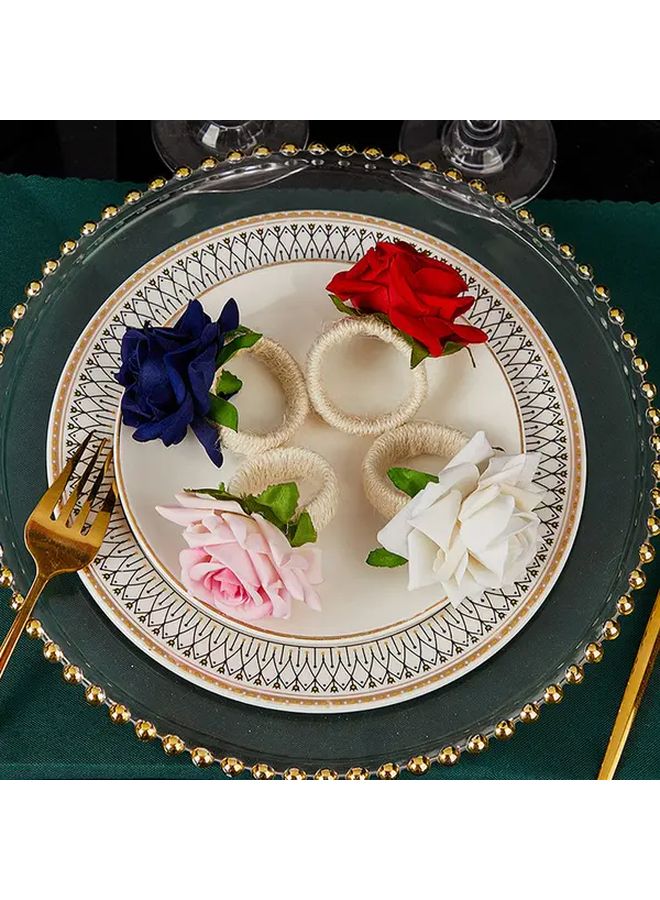 1pc Floral Napkin Rings Set Elegant Red Rose Design for Wedding Valentine Day Home Table Decor Birthday Napkin Holders - Image 2