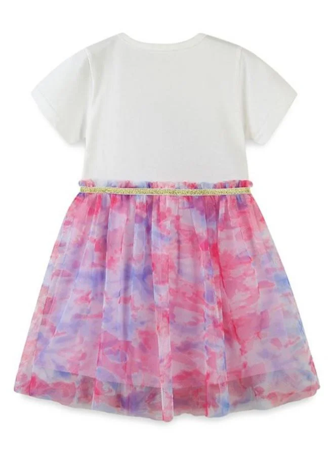 يونيكي White Fit & Flare Crew Neck Printed Dress