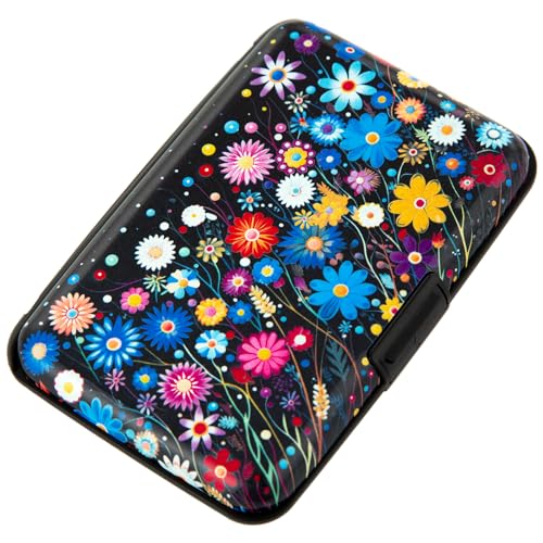 Kaabao Credit Card Holder for Women Men RFID Blocking Wallet Small Business Metal Slim Mini Aluminum Hard Case (Colorful Flowers) - Image 1