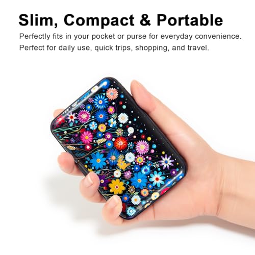 Kaabao Credit Card Holder for Women Men RFID Blocking Wallet Small Business Metal Slim Mini Aluminum Hard Case (Colorful Flowers) - Image 5