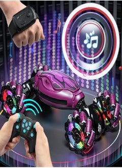 Stunt Radio Control car Gesture Rc Car, 2.4Ghz 4Wd Gesture Sensing Rc Stunt Car Toys with Lights & Music, Drift Hand Controlled Twist Cars Offroad 360° Rotation Toy Car Gift for Kid (Purple)  - Image 1