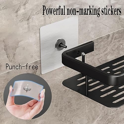 RACKORA Multipurpose Self-Adhesive Stainless Steel Bathroom Organiser Without Drill | Kitchen Organizer Rack | No Drill Wall Shelf | Bathroom Holder | Bathroom Rack | Storage Shelf (Pack of 1, Black) - Image 5