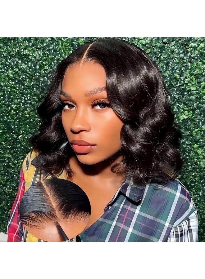 ISEE Wear and Go Glueless Wigs Human Hair Pre Plucked Pre Cut Short Bob Body Wave Lace Front Wigs Human Hair for Women Upgraded Glueless Bob Wig No Glue 6x4 HD Lace Closure Wigs (14 Inch) - Image 1