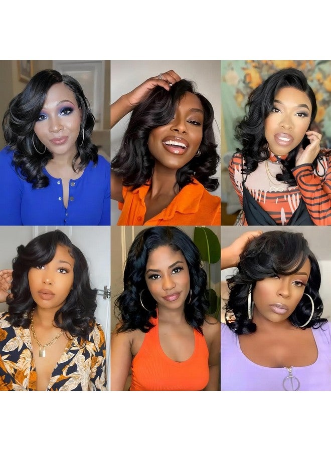 ISEE Wear and Go Glueless Wigs Human Hair Pre Plucked Pre Cut Short Bob Body Wave Lace Front Wigs Human Hair for Women Upgraded Glueless Bob Wig No Glue 6x4 HD Lace Closure Wigs (14 Inch) - Image 5