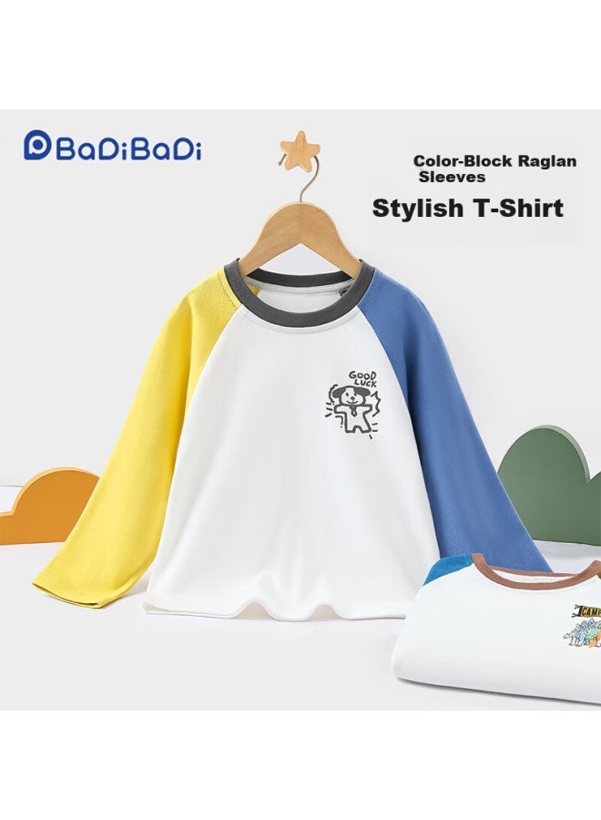 Badibadi Spring And Autumn Baby Boys Long Sleeve T-shirt Baby Base Shirt Sweatshirt Yellow Happy Puppy Size 80 - Image 2