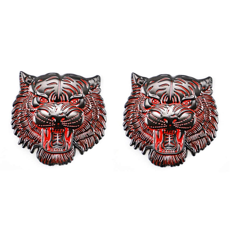 2p Metal Tiger Face Emblem Retro Car Badge Fit for KIA CamaroRoaring New Sticker BlackRed