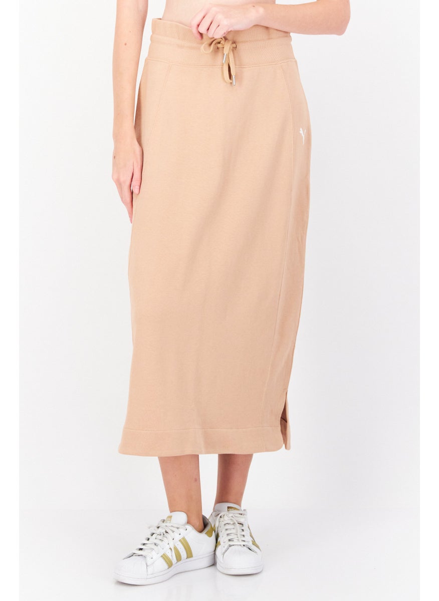 PUMA Women Sportswear Fit Drawstring Brand Logo Midi Skirts, Tan  - Image 1
