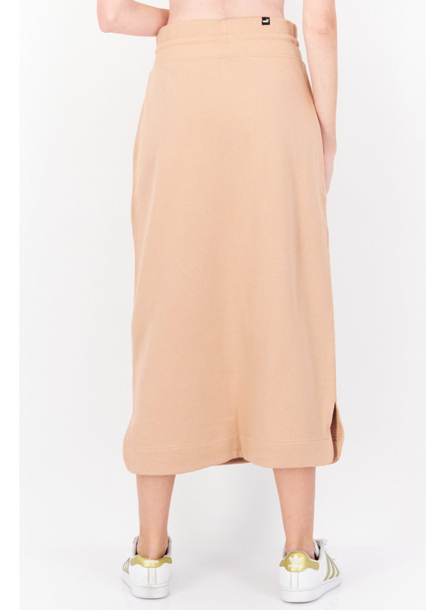 PUMA Women Sportswear Fit Drawstring Brand Logo Midi Skirts, Tan  - Image 3