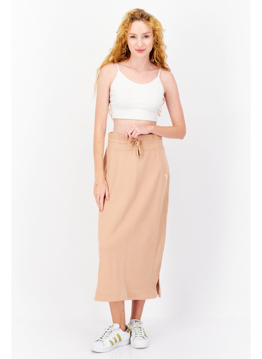 PUMA Women Sportswear Fit Drawstring Brand Logo Midi Skirts, Tan  - Image 4