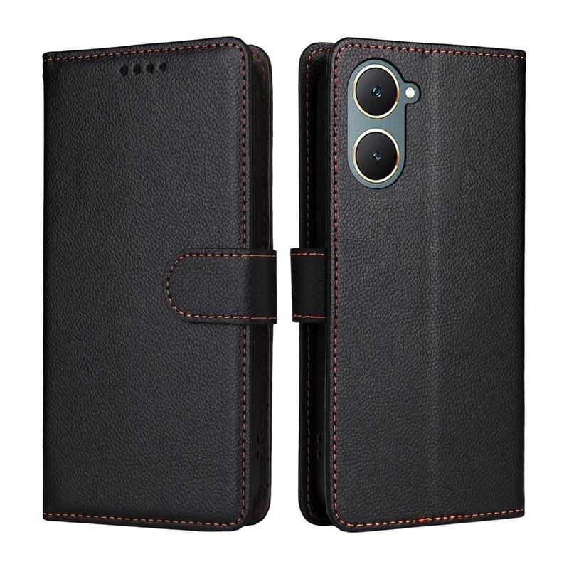 erorex For vivo Y03 / Y18 / Y18e / Y18s / Y28s / Y36t Litchi Texture RFID Blocking 3-Card Wallet Leather Phone Case(Black) - Image 2