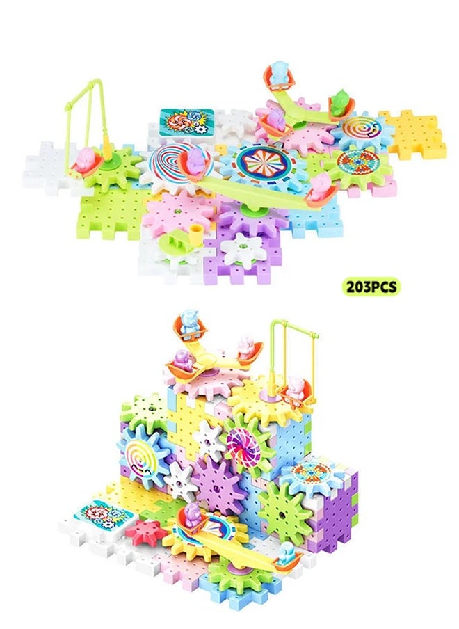 Eid gift for kids 203 pieces of building block set, electric building block paradise STEM toys, preschool children's education building toys for boys and girls, creative building block set for child  - Image 4