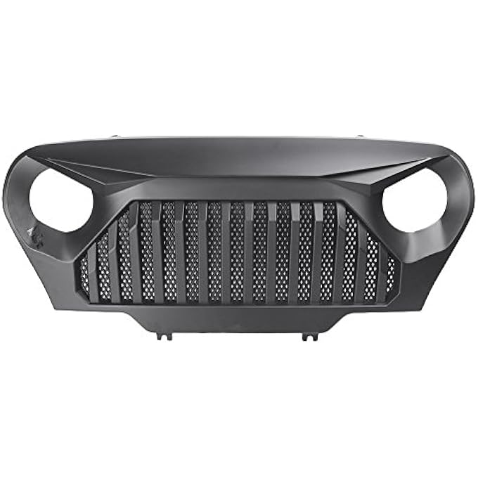 ريحني شبكة الشبك الأمامي للسيارة مع شبكة رابتور شبك معدلة لجيب رانجلر تي جي 1997 1998 1999 2000 2001 2002 2003 2004 2005 2006 ملحقات بلاك أبسكار 1 مجموعة حاسوب. - Image 3