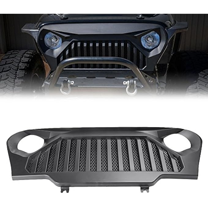 ريحني شبكة الشبك الأمامي للسيارة مع شبكة رابتور شبك معدلة لجيب رانجلر تي جي 1997 1998 1999 2000 2001 2002 2003 2004 2005 2006 ملحقات بلاك أبسكار 1 مجموعة حاسوب. - Image 1