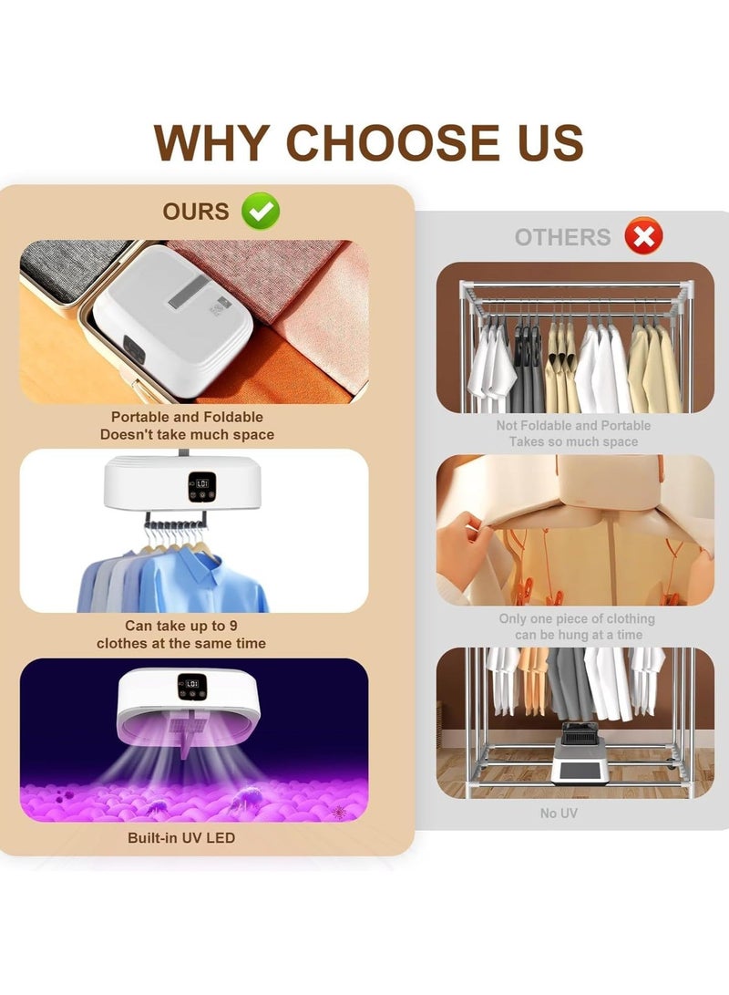 دينكس مجفف ملابس محمول، مجفف صغير مع مجفف عن بعد وحقيبة، مجففات غسيل صغيرة، مجفف ملابس كهربائي، مناسب للملابس الداخلية، ملابس الأطفال، الملابس الخفيفة، السفر - Image 3