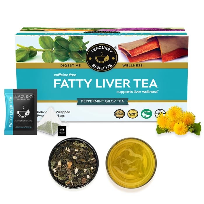 TEACURRY Fatty Liver Tea (1 Month Pack, 30 Tea Bags) - Helps With Fatty Liver Detox, Ginger, 60 Gms - Image 1