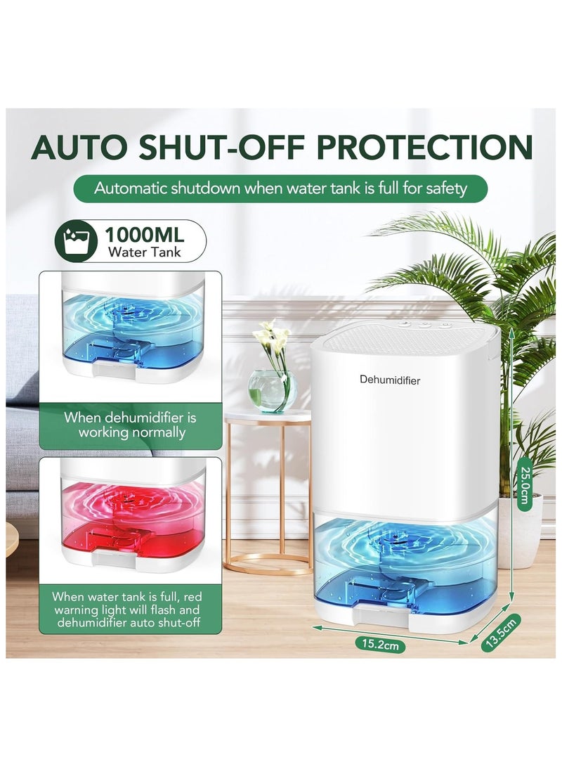 ALAMAREQ Dehumidifier, Dehumidifiers for Home, 1000ml Electric Small Dehumidifier for Bedroom(320 sq. ft), Quiet with Auto Shut Off 7 Colorful LED Portable Mini Dehumidifier for Wardrobe Bathroom Closet RV  - Image 5