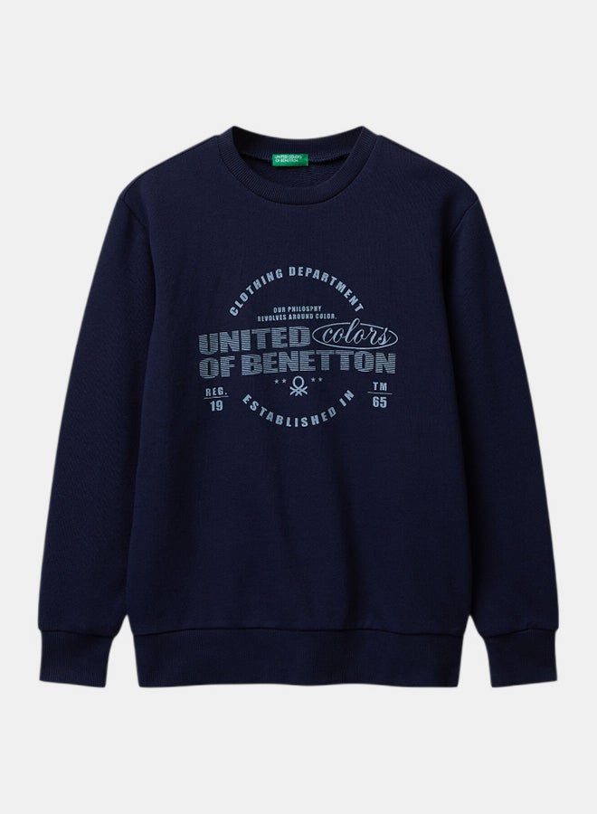 Benetton Boys Cotton sweatshirt with logo - Image 1