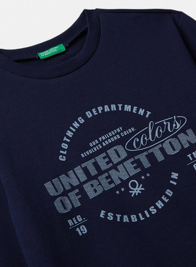 Benetton Boys Cotton sweatshirt with logo - Image 2