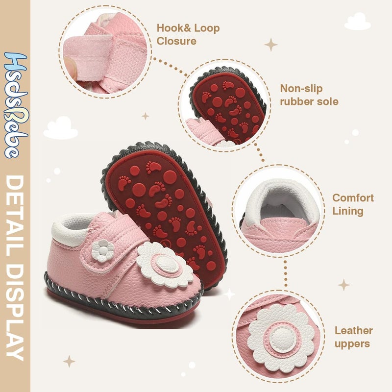 HsdsBebe Baby Boys Girls Pu Leather Hard Bottom Walking Sneakers Toddler Rubber Sole First Walkers Infant Cartoon Slippers Crib Shoes(12-18 Months) - Image 5