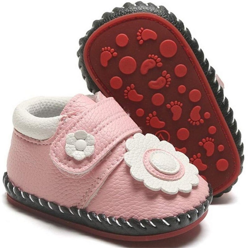 HsdsBebe Baby Boys Girls Pu Leather Hard Bottom Walking Sneakers Toddler Rubber Sole First Walkers Infant Cartoon Slippers Crib Shoes(12-18 Months) - Image 1