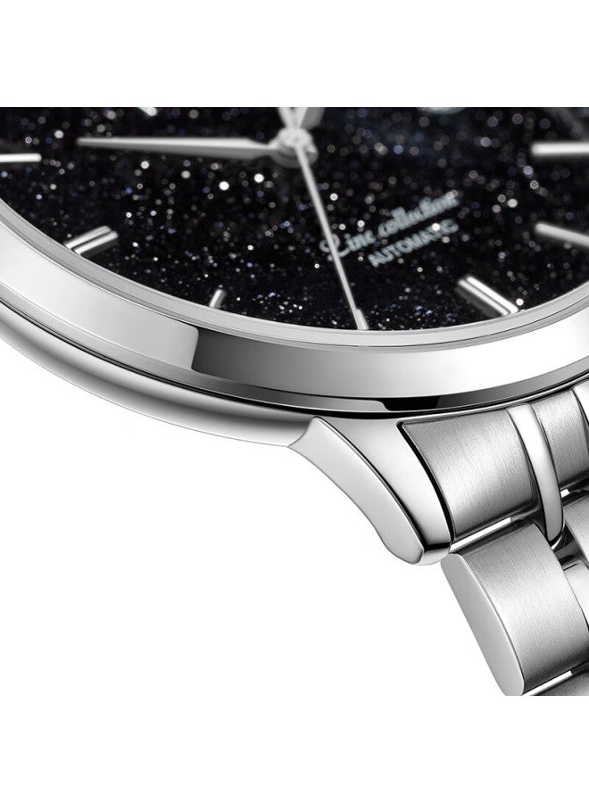 Fiyta Fengzhi Series "starry Sky" Black Dial Steel Strap Ultra-thin Mechanical Men's Watch Mall Edition Holiday Gift For Men - Image 5