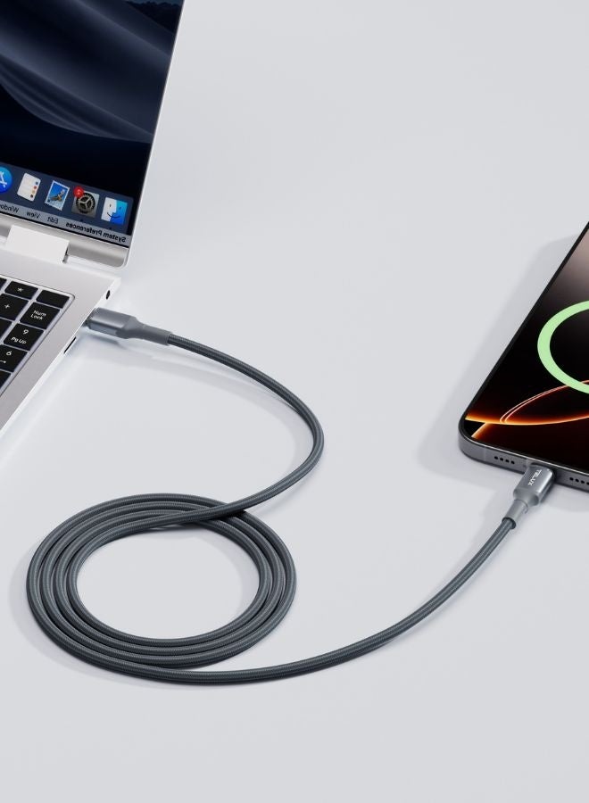 TELUX FLEXIX USB-C to USB-C Braided Cable 1m, 60W PD Fast Charging, Laptop Compatible, Wear-Resistant Nylon Braid, 10000+ Bend Lifespan, 480Mbps Data Transfer, Dark Grey - Image 4