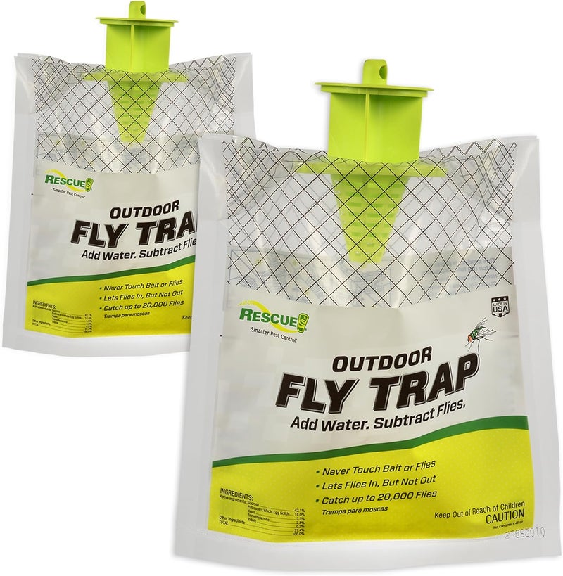 RESCUE ! Outdoor Disposable Fly Trap, Green, 2 Pack - Image 1