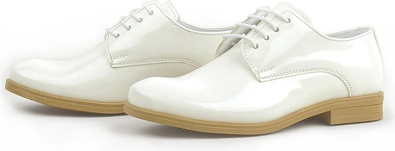Rakerplus Cream Patent Leather Laced Oxford Kids School Shoes