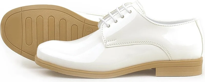 Rakerplus Cream Patent Leather Laced Oxford Kids School Shoes