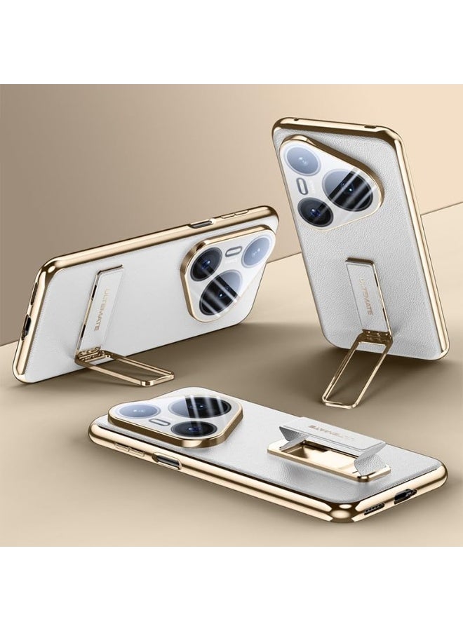 عام غطاء جلدي متوافق مع هواوي بورا 80 برو/برو+ 5G، حماية شاملة للعدسة والكاميرا، سوار معصم مغناطيسي قابل للسحب، حامل معدني دوار، غلاف مقاوم للصدمات.