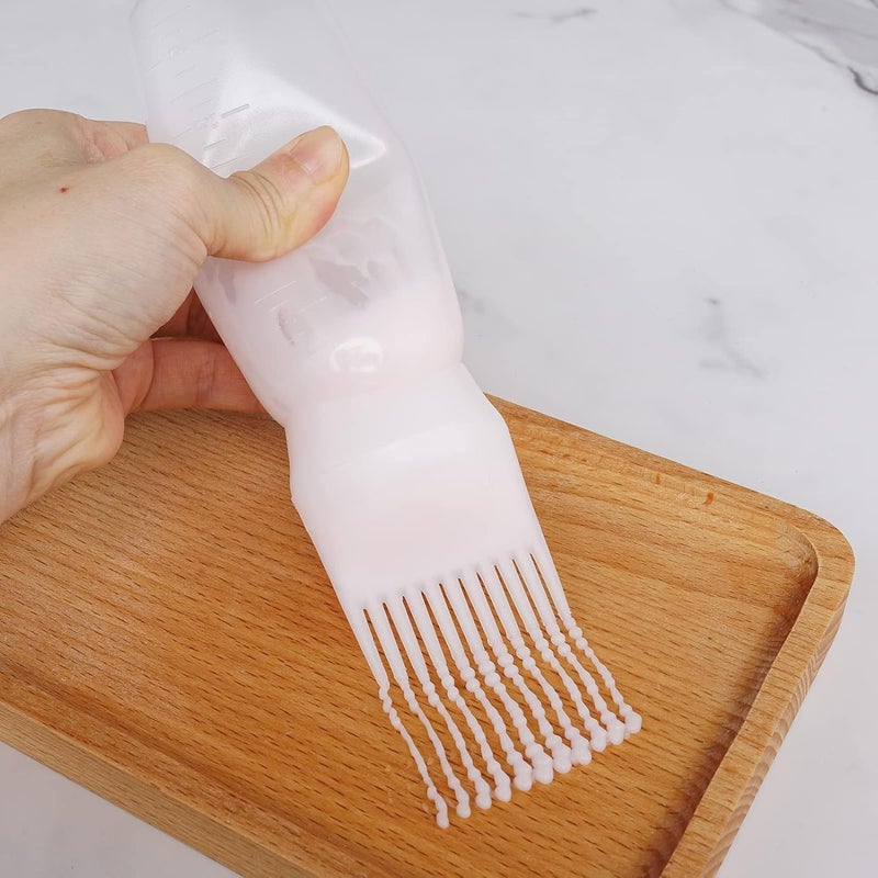 OffyBird 3 Pcs Hair Oil Applicator Comb Bottle for Hair Dye, Oiling, and Scalp Treatment - Graduated Scale Color Applicator Bottle for Hair Coloring, Oil Root Comb Applicator Bottle (White) - Image 5