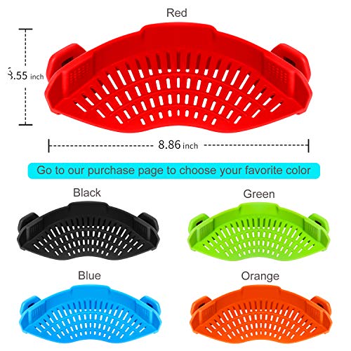 AUOON Clip On Strainer Silicone for all Pots and Pans, AUOON Pasta Strainer Clip on Food Strainer for Meat Vegetables Fruit Silicone Kitchen Colander - Image 2