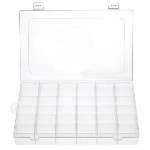Gospire 36 Grids Clear Plastic Jewelry Box Organizer Storage Container with Removable Dividers 36 Grids Clear