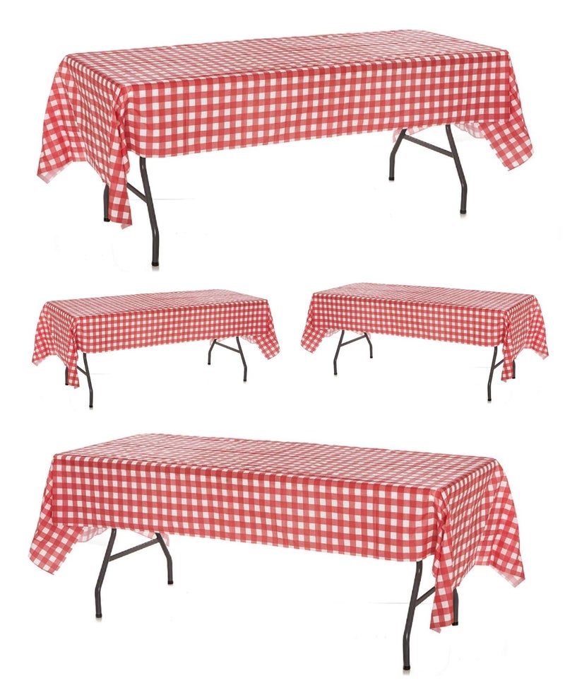 Oojami Pack of 4 Plastic Red and White Checkered Tablecloths  4 Pack  Picnic Table Covers
