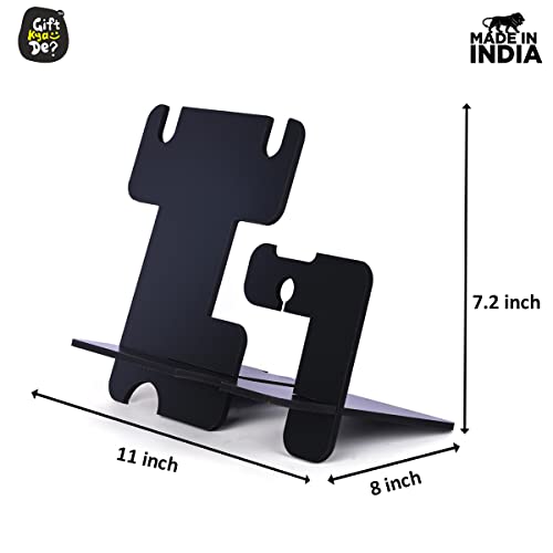 Gift Kya De GKD Wooden Desk Organizer 5 in 1 with Mobile Stand | Eco-Friendly Black Office Table Organizer | Thoughtful Gift for Men, Husband, Brother & Valentine gift for boyfriend - Image 4