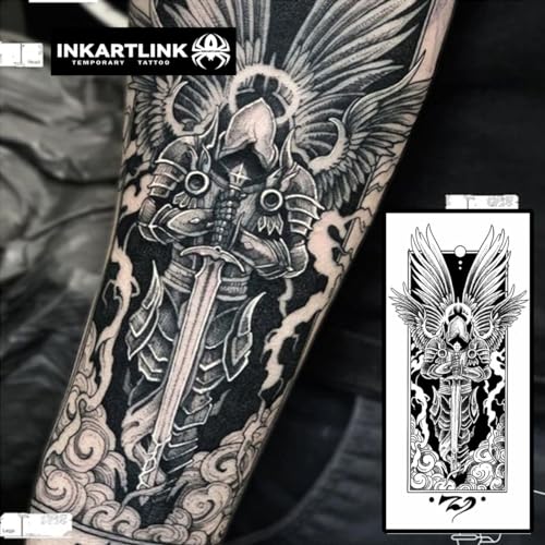 INKARTLINK Semi Permanent Temporary tattoos, realistic tattoos, tattoos for cool boys, waterproof and non-reflective, exquisite packaging, unique design (Angel comes) - Image 3