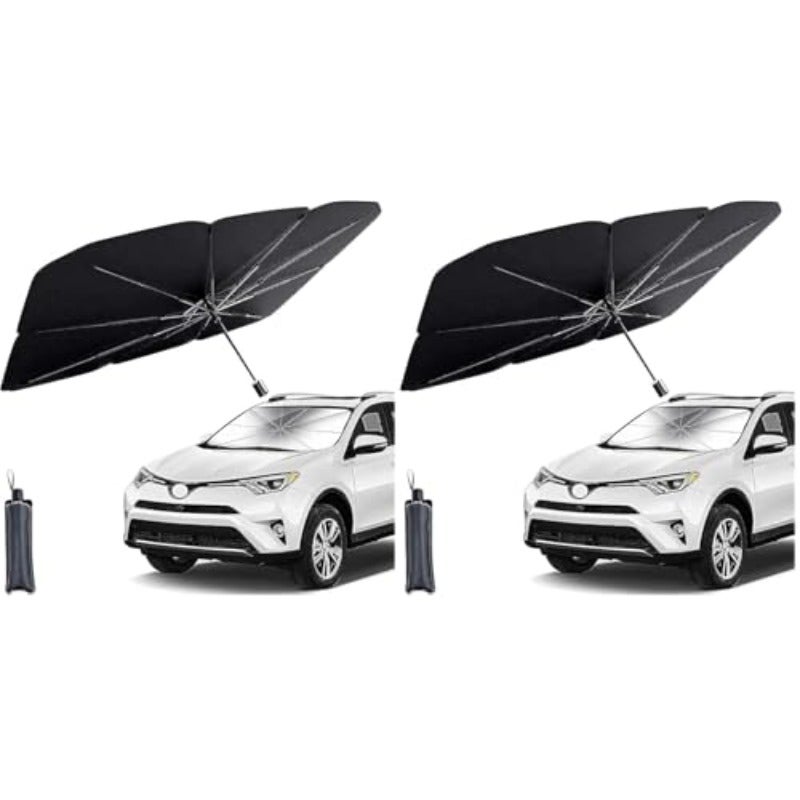 helloleiboo Car Windshield Sun Shade Umbrella, Foldable UV Reflector, Composite Peptide Material, 2-Pack - Image 1