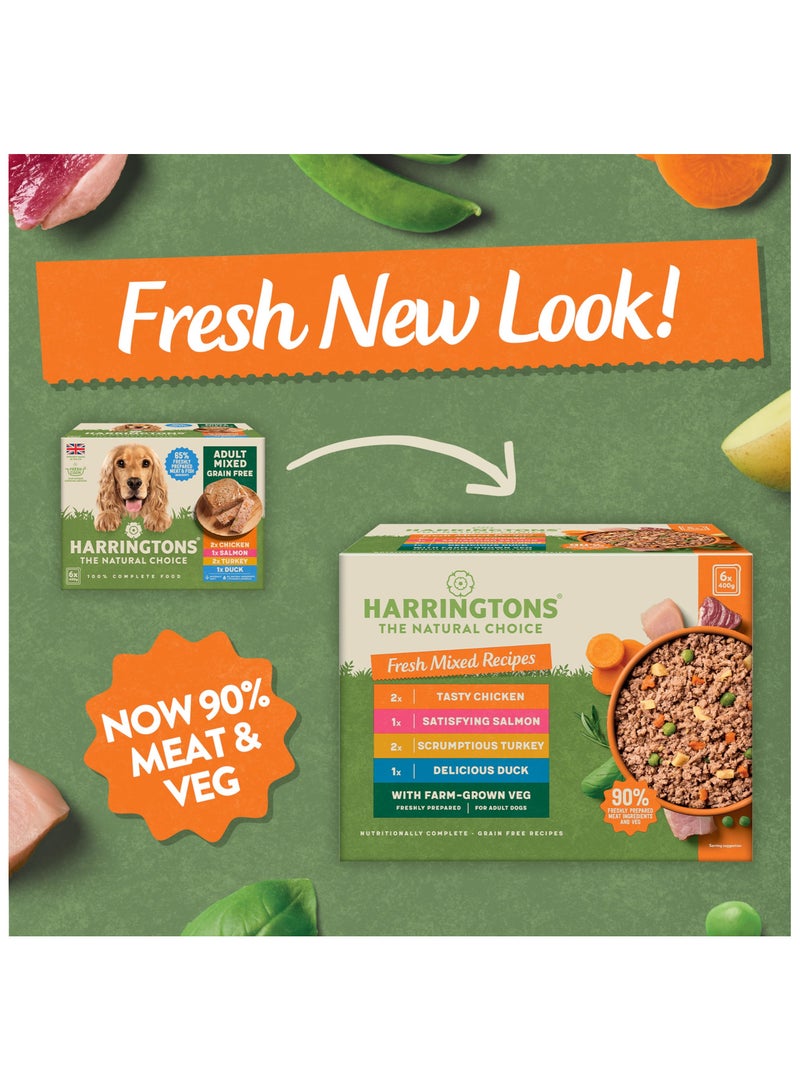 HARRINGTONS Complete Wet Tray Grain Free Hypoallergenic Adult Dog Food Mixed Pack 6x400g - Chicken, Salmon, Turkey & Duck - Made with All Natural Ingredients - Image 2