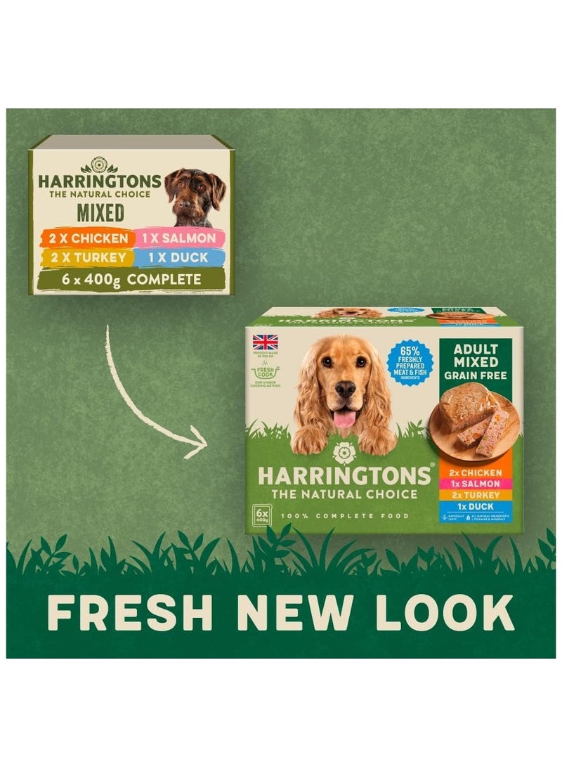 HARRINGTONS Complete Wet Tray Grain Free Hypoallergenic Adult Dog Food Mixed Pack 6x400g - Chicken, Salmon, Turkey & Duck - Made with All Natural Ingredients - Image 4