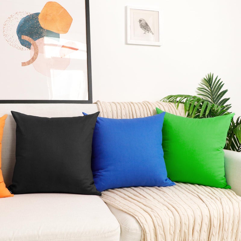 Coddsmz 6 Pack Decorative 100% Cotton Pillow Covers Square Cushion Cover Solid DIY Throw Pillowcase for Home Sofa Bedroom Black 6 Pack-18"" x 18""/45x45cm (ONLY Covers  NOT Insert) - Image 4